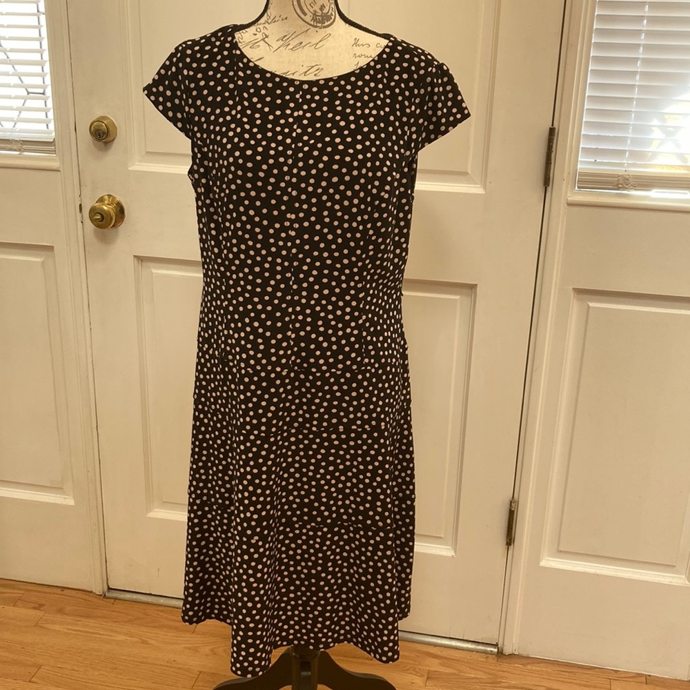 Dress by Jones Studio capped sleeves polka dot 16